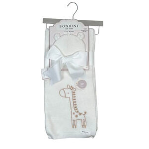 Bonbini New York Baby Hat and Blanket Off White